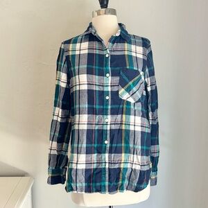 Classic Cut Blue Mix Flannel Button Down Collared Shirt, M Plaid Fall Style